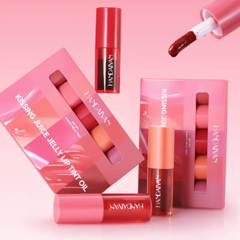 lip-tint-oil-5pcs-set-long-lasting-non-stick-cup-jelly-lip-stain-hdy-gzfmnvmv-1 HANDAIYAN Kissing Juice Jelly Lip Tint Oil 5-piece set with vibrant colors and a non-stick, smudge-proof formula.