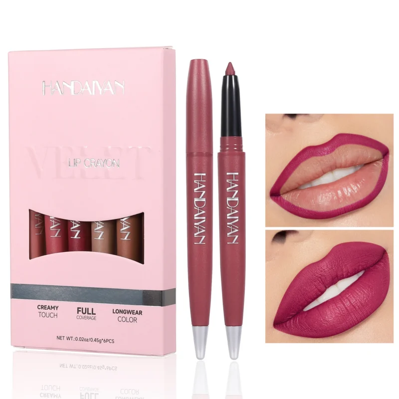 matte-lip-liner-crayon-set-6pcs-hdy-3nyfqs9s-1 HANDAIYAN 6-piece Matte Lip Liner Crayon Set for defining and contouring lips with long-lasting color