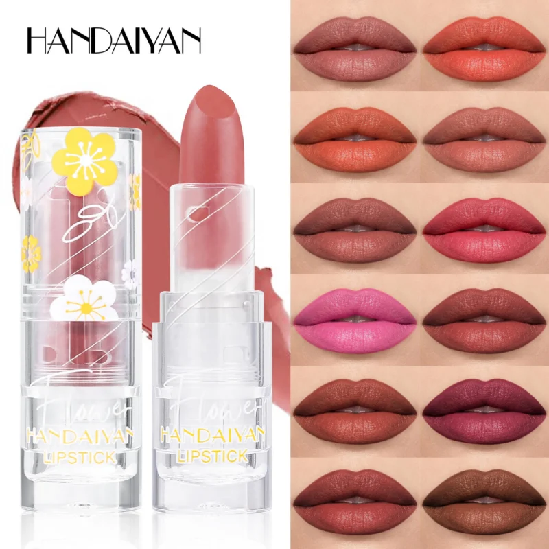 HANDAIYAN 12 Colors Matte Lipstick with waterproof, long-lasting, and moisturizing formula