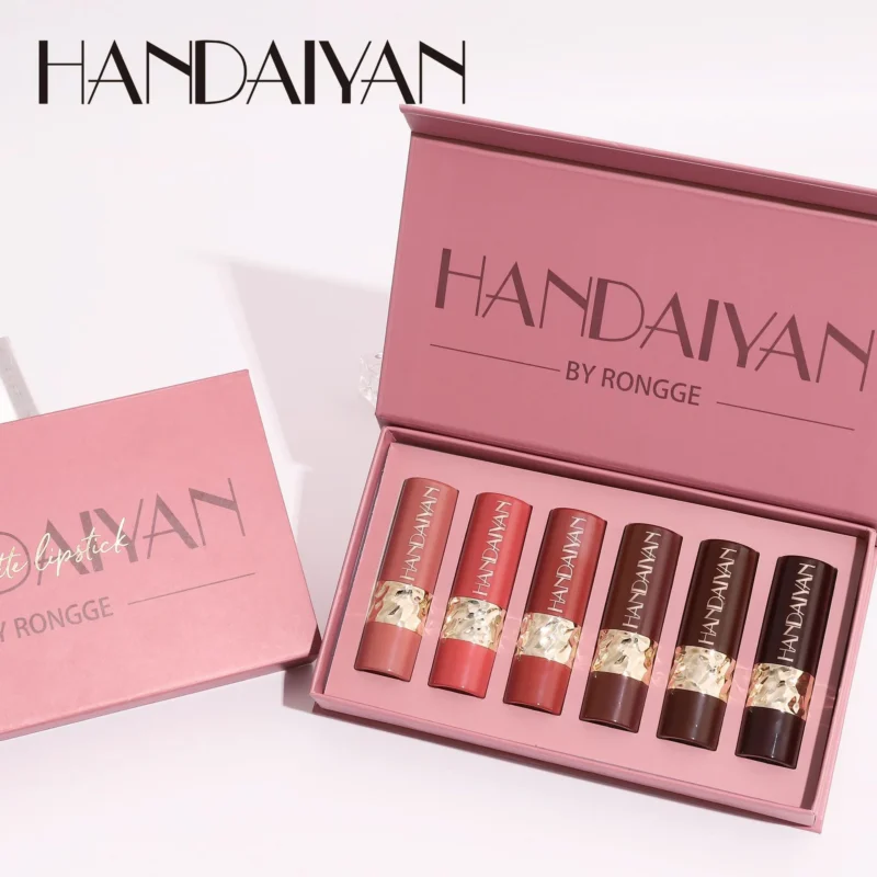 matte-lipstick-set-6-piece-hdy-4ny9dthw-1 Handaiyan 6-piece matte lipstick set featuring highly pigmented, long-lasting colors in a luxury magnetic gift box.